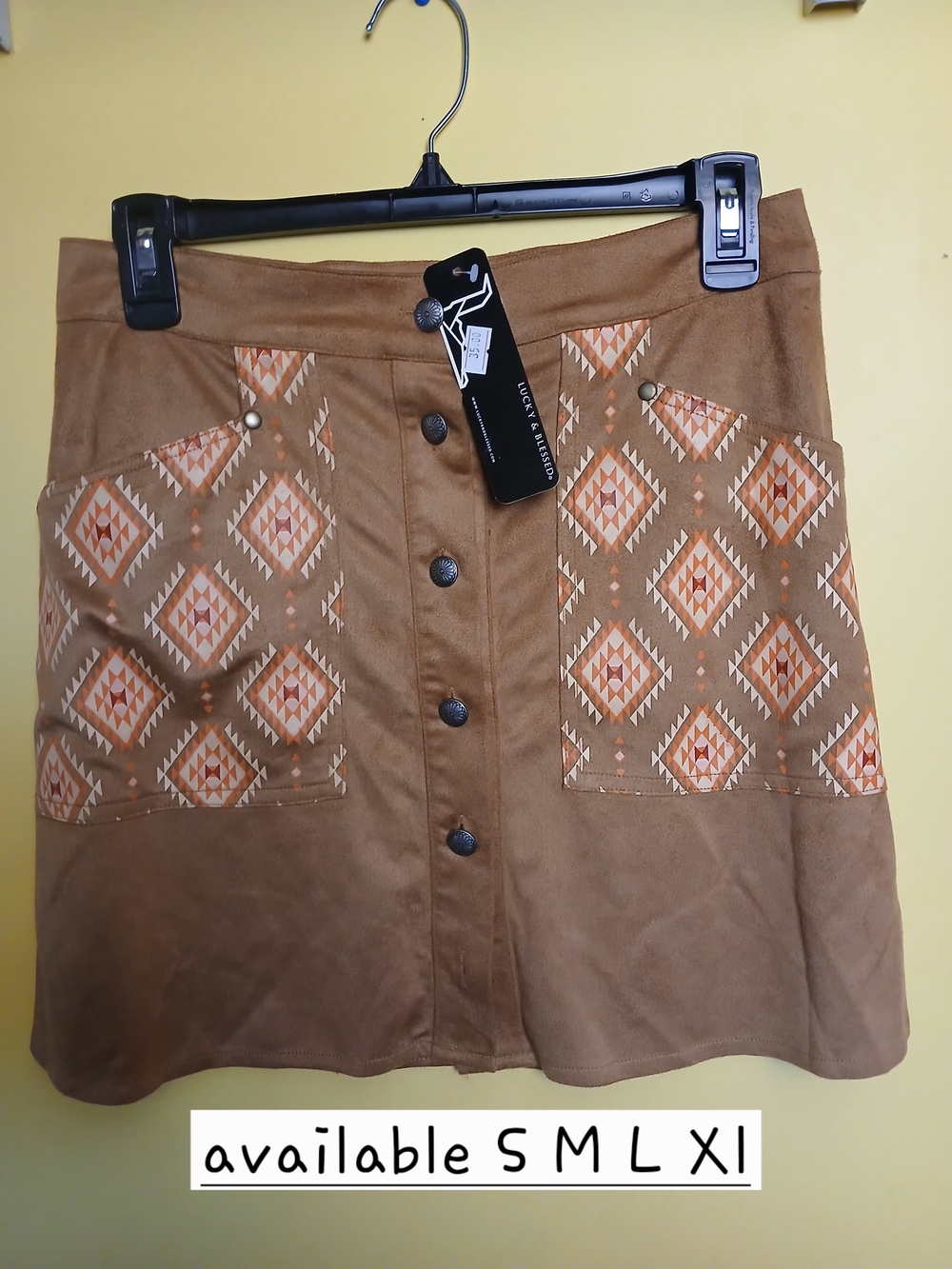 Boho Pocket Suede-Look Mini Skirt in Brown